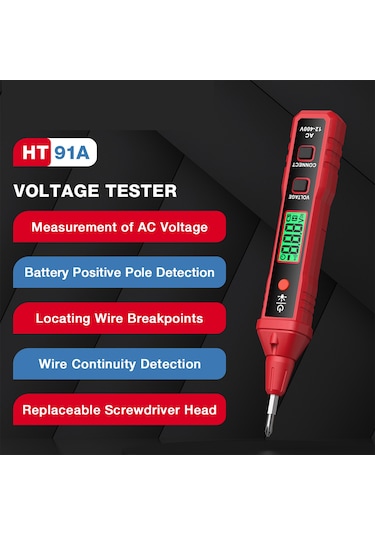 Springsun Habotest Ht91a Temassız Dijital Voltaj Dedektörü 12 400v Kırmızı Pil Yok