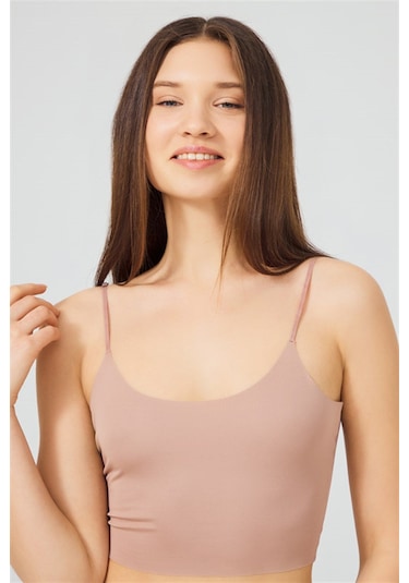 Ayarlanabilir İnce Askılı Lazer Kesim Crop Büstiyer 7'li Paket Renkli-1 Çok Renkli