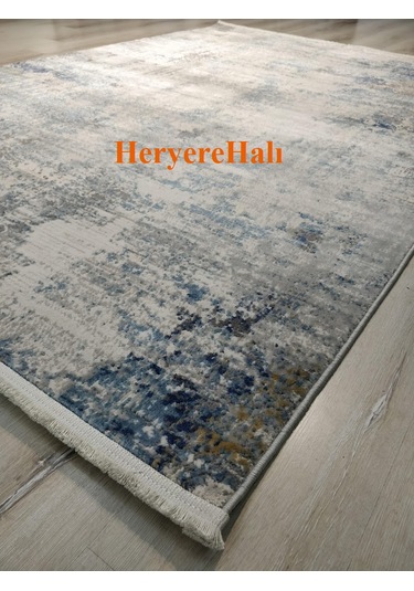 Lagos Lgs 09 Cream Blue Hav Toz Vermez Modern Makine Halısı