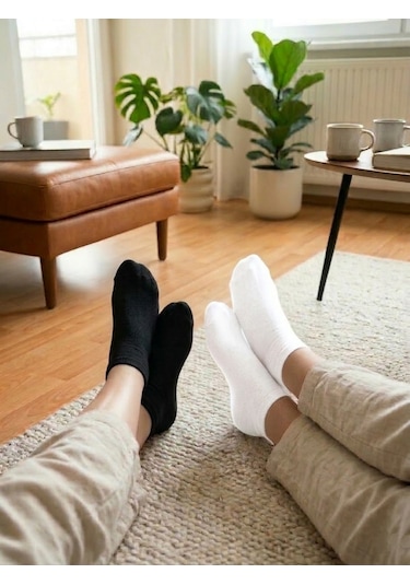 Heren Socks Heren Bambu Plus 4'lü Desensiz Kadın Patik Dikişsiz , Yıkamalı Siyah