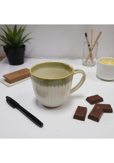 Vintage Seramik Kahve Kupası Kahverengi-beyaz