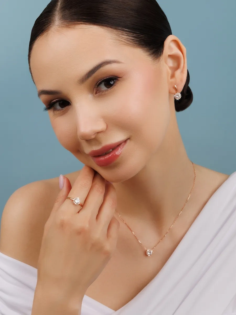 Veronika 925 Ayar Gümüş Altın Kaplama Taşlı Gerdanlik 462154616 Altın