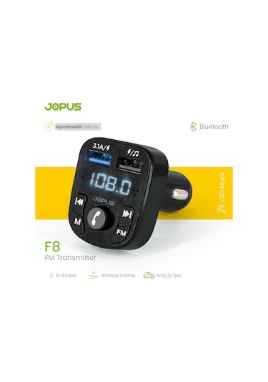 JOPUS F8 Bluetooth Araç Kiti Fm Transmitter