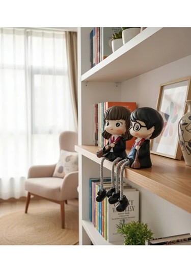 Büyücü Okulu Temalı Sallanan Bacaklı Sevimli Çift Biblo Dekoratif Masa Ve Raf Süsü