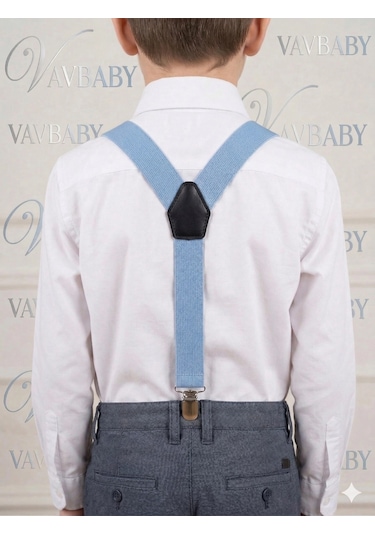 Erkek Çocuk Ayarlanabilir Pantolon Askısı Ve Papyon Seti - Mavi