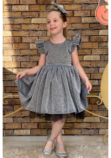 Riccotarz Kız Çocuk Parıldayan Gümüş Elbise 220210303 Gümüş