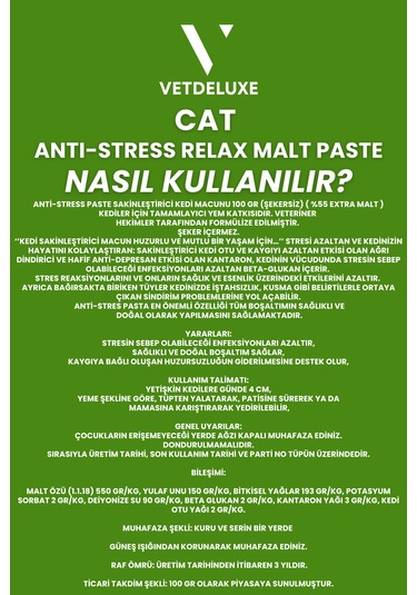 Vetdeluxe Antistress Relax Malte Sakinleştirici Tüy Yumağı Önleyici Macun 100 G