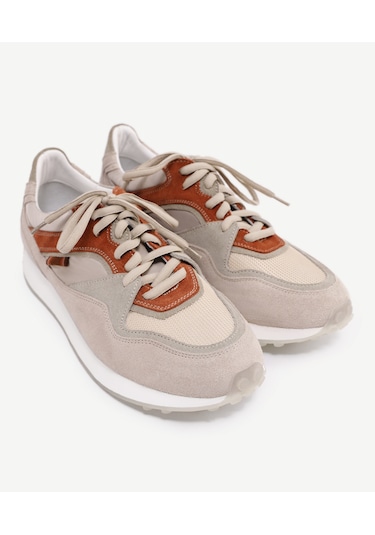 Yargıcı Kumaş Detaylı Deri Sneaker 24yeay4474x 017 Bej