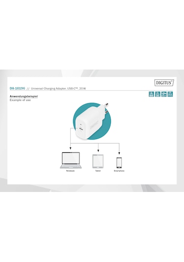 Digitus DA-10196 20 W Pd 3.0 Sb-c Şarj Adaptörü Beyaz