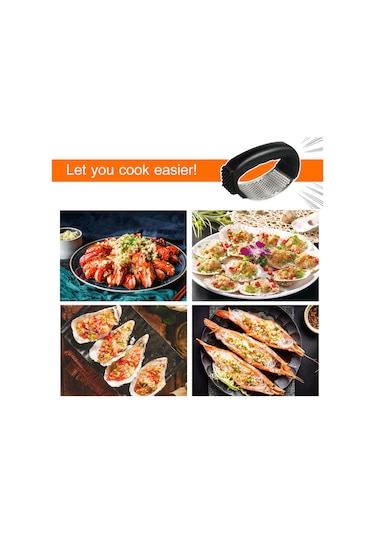 Kosona Stokeleli Paslanmaz Çelik Sarımsak Kesici - Kolay Kullanıma Uygun, Lezzeti Kaybetmeden Sarımsak Ezme Aleti, Mutfak Gereci Siyah