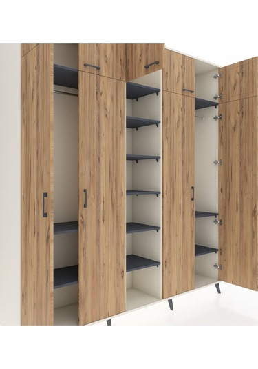 Hyperion Dolap 12 Raflı 9 Kapaklı 2 Askılı 220x44x243 Aytaşı-çam/antrasit Atlas Çam/antrasıt