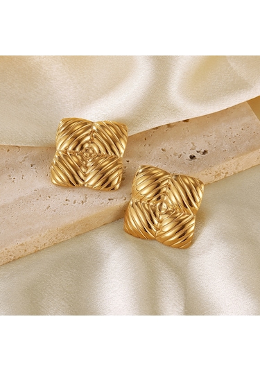 Sones Opk Ge939 1 Çift Vintage Paslanmaz Çelik Geometrik Çizgili Küpe Çok Renkli