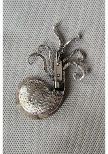 Gerçek Amonit Fosili Benzersiz Broş Br10-9 Kahverengi