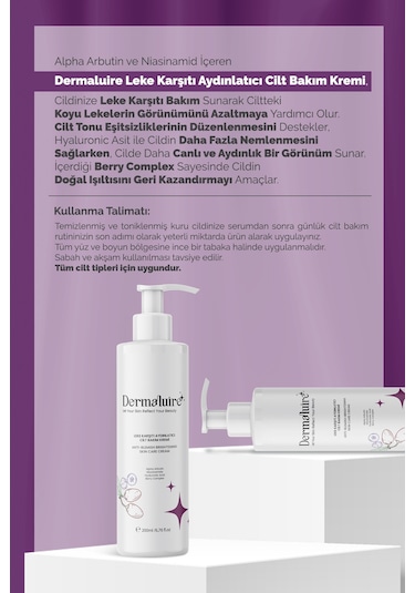 Dermaluire Leke Karşıtı Aydınlatıcı Cilt Bakım Kremi 200 ML