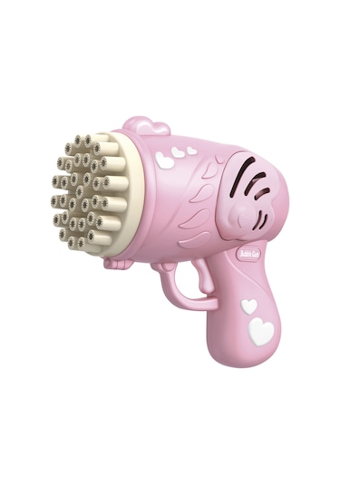 33 Kanal Işıklı Pilli Baloncuk Makinesi Köpük Tabancası Bubble Gun Machine - Pembe