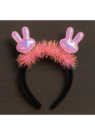 Kpop Kore Style Yılbaşı Yeni Yıl Sahne Parıltılı Pembe Tavşan Kulaklı Taç Kadın Şarkıcı Aksesuarı
