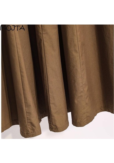 Mojta Kadın Giyim Yüksek Bel Bahar Sonbahar Artı Boyutu Ince A-line Etek Gevşek Rahat Orta Uzunlukta Etek Siyah