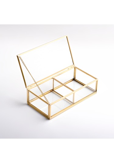 2 Bölmeli Cam Organizer Pirinç & Gold