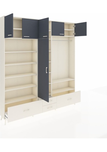 Arges Dolap 18 Raflı 4 Çekmeceli Tek Askılı 220x30x243 Aytaşı-antrasit/aytaşı Antrasıt/aytası Arges Dolap 18 Raflı 4 Çekmeceli Tek Askılı 220x30x243 Aytaşı-antrasit/aytaşı Antrasıt/aytası