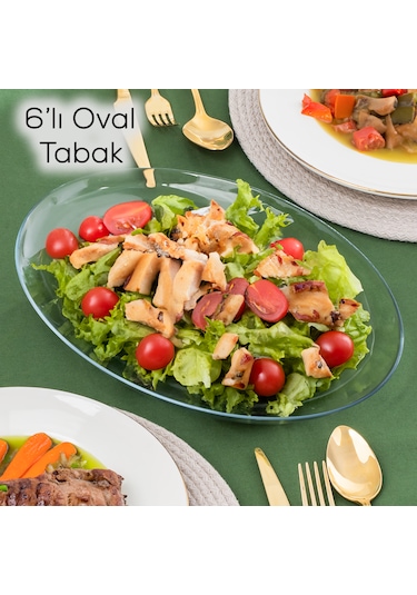 Paşabahçe 10336 6 Lı Oval Servis Sunum Tabak Seti 25x33 Cm