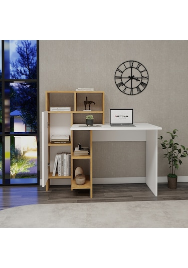 Arnetti Buğra Dolaplı Çalışma Masası Safirmeşe Beyaz Safirmeşe - Beyaz