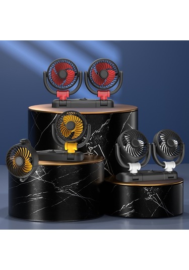 Suıtu Araba Katlanabilir Soğutma Fanı Otomobil Yaz Sıcaklığı Azaltma Fanı, Model: Çift 12v Çakmak Enerjili