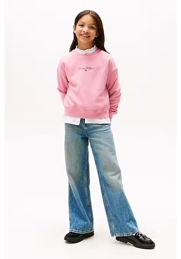 Kız Çocuk Regular Kalıp Nakış Logolu Sweatshirt - Pembe Mystic Pink