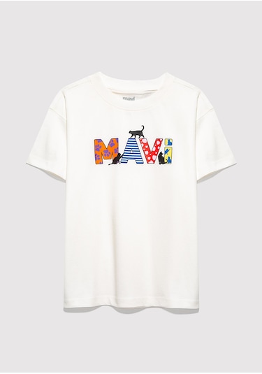 Mavi - Mavi Logo Baskılı Ekru Tişört 7610426-70057 Ekru