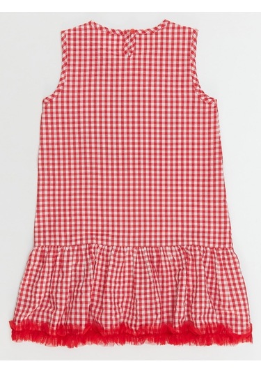 Denokids Mushi Denizci Kedi Kız Elbise Kırmızı