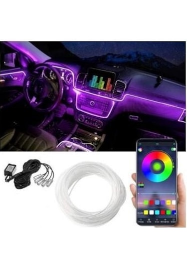 Araç Içi Atmosfer Ambiyans Led Neon Ip Led Rgb App Kontrollü 5 Parça