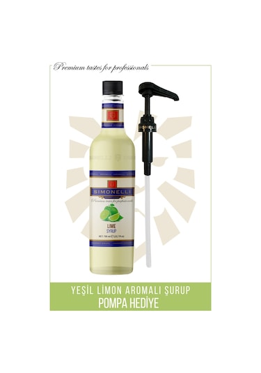Simoenlli Kahve Şurubu Lime Aromalı Şurup 700 ML + Pompa Simonelli