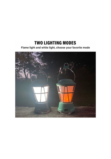 Mufunye Yeşil Aküli Güneş Enerjili Kamp Feneri, Usb Şarjlı, Acil Işık, Çadır Işığı, Manzaralı Ateş Efekti, Taşınabilir Çok Renkli