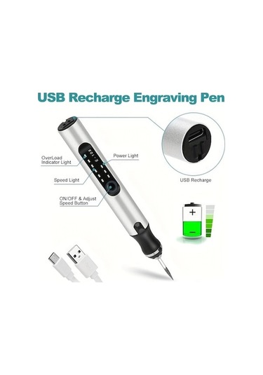 Elektrikli Gravür Kalem Seti, Usb Şarjlı, Kalıcı Boya, Hobi Ve Sanatçılara Uygun