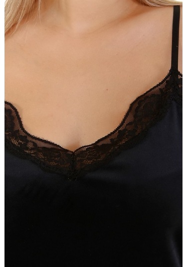 Kadife Dantelli Ip Askılı Atlet