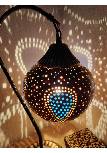 Damla Desenli Dekoratif Su Kabağı Lamba Eskitme