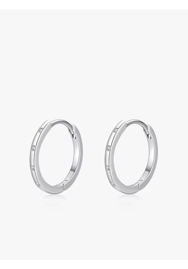 Timeless Series Işıltılı Taşlı Zarif Halka Kadın Gümüş Küpe