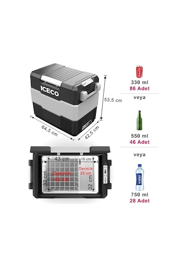 Iceco Ycd60S 12/24Volt 56 Litre Outdoor Kompresörlü Oto Buzdolabı