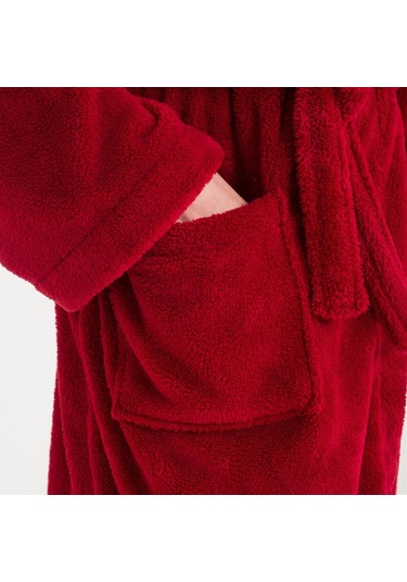 Erkek Uzun Welsoft Kapüşonlu Sabahlık - Bordo