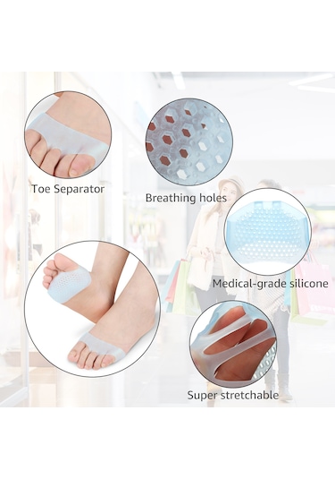 Moveevo Ön Ayak Halluks Valgus Düzeltici Mavi Nefes Alabilir Silikon 2 Çift
