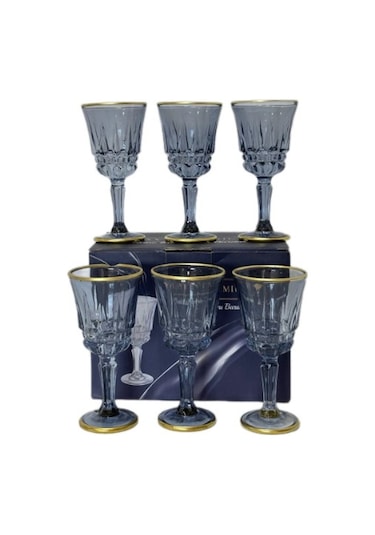 Akıllıelma-lavin Cam Kahve Yanı Bardağı 6'lı Füme