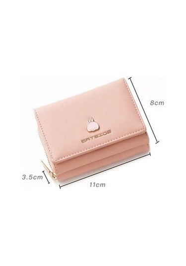 Batsıoe Kare Bayanlar Cüzdan Üç Katlı Çok Fonksiyonlu Kart Tutucu Fermuar Karikatür Bozuk Para Cüzdanı Açık Mavi Açık Mavi