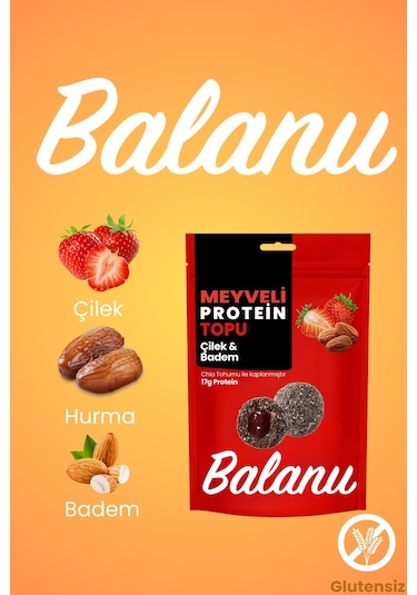 Meyveli Çilekli & Bademli Protein Topları 110gr X3 Adet