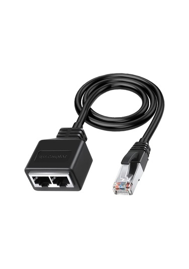 Maiyame Siyah Rj45 Ağ Çoğaltıcı 2 Cihazı Eş Zamanlı Bağlanabilir 100mbps Hız 100m Mesafe Ofis İçin Modüler Ethernet Çevirici