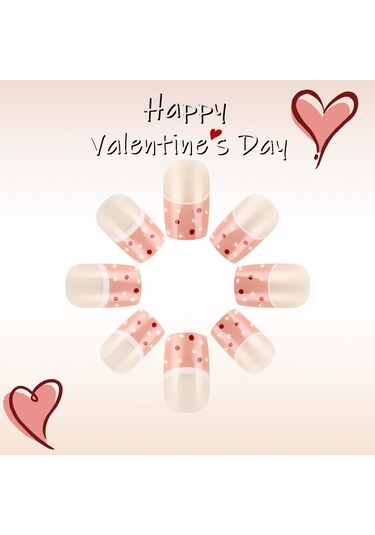 Kısa Parlak Günlük Takma Tırnaklar Puantiyeli Yeni Aşk Tırnak Parıltılı Tırnak Sanatı 24 Adet Takma Tırnak Dahil Aletlerys537