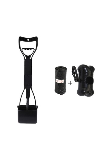 Didadodo Katkısız Plastik Katlanır Köpek Dışkı Küreği - Çanta Ve Depolama Kutusu Hediyeli Siyah Kumaş Siyah