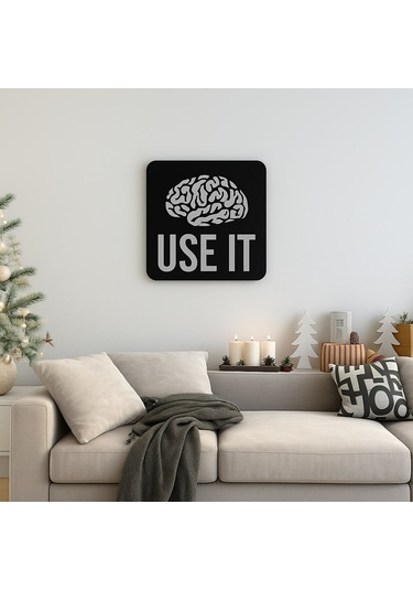 Use It Yazılı Beyin Figürlü Lazer Kesim Dekor İç Dekorasyon