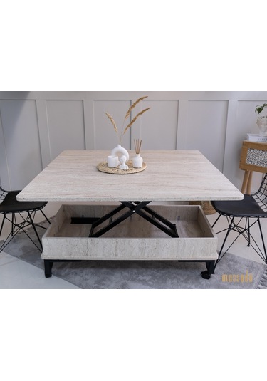 Nova Akıllı Sehpa - Traverten Ahşap