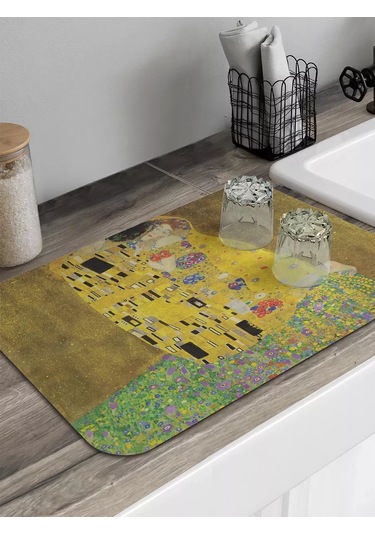 Joyarty Dikdörtgen Gustav Klimt Öpücük Bulaşık Kurutma Paspası 241485798 Açık Kahverengi