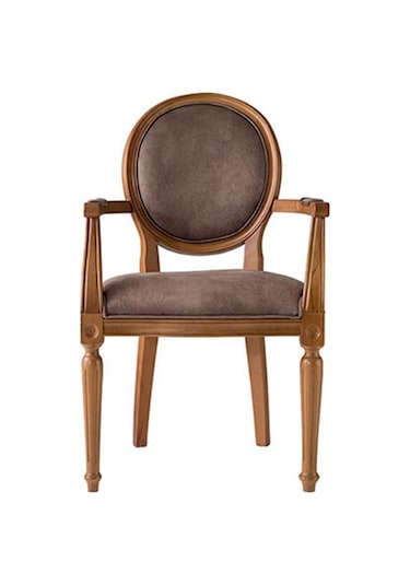 Madalyon Kolçaklı Ahşap Klasik Sandalye Ceviz
