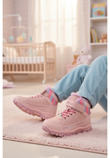 Ayakmod Pembe Kürklü Kaymaz Cırtlı Kız Çocuk Bot 2082 P Pembe